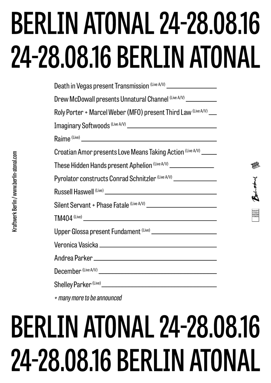 Berlin Atonal 2016 - Program