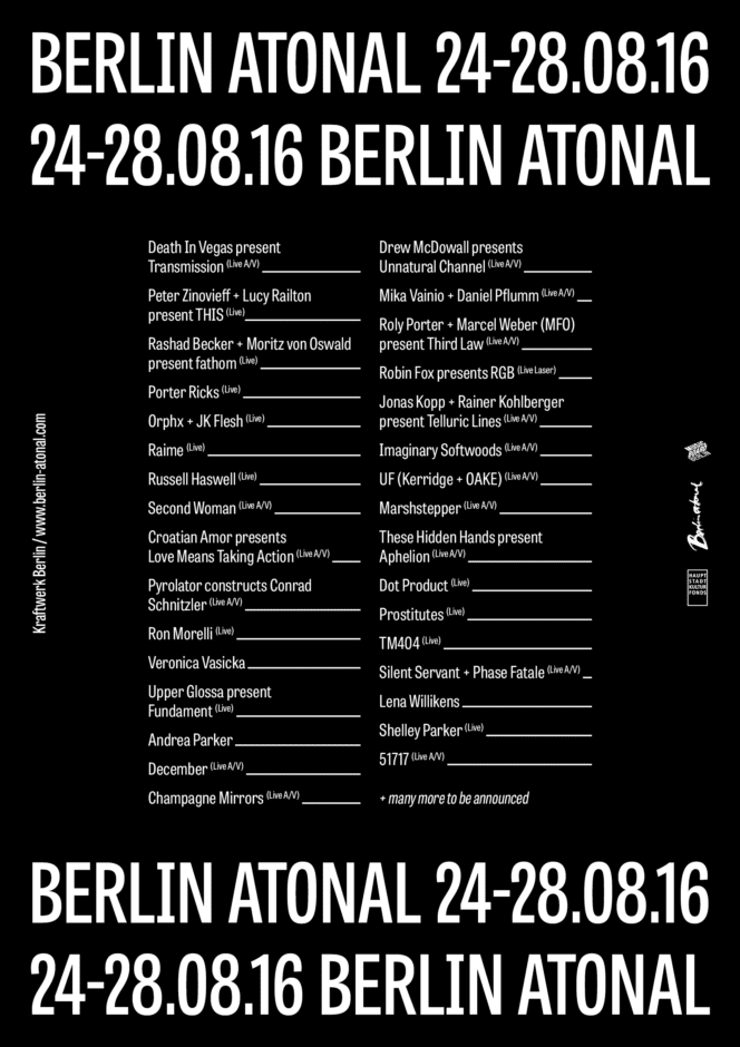 Berlin Atonal 2016 - Program
