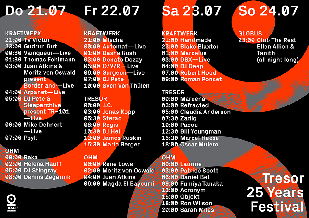 Tresor Festival Schedule WEB