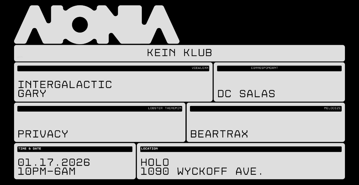 Aionia present Kein Klub at H0l0: Intergalactic Gary, Privacy, DC Salas, Beartrax - Inverted Audio